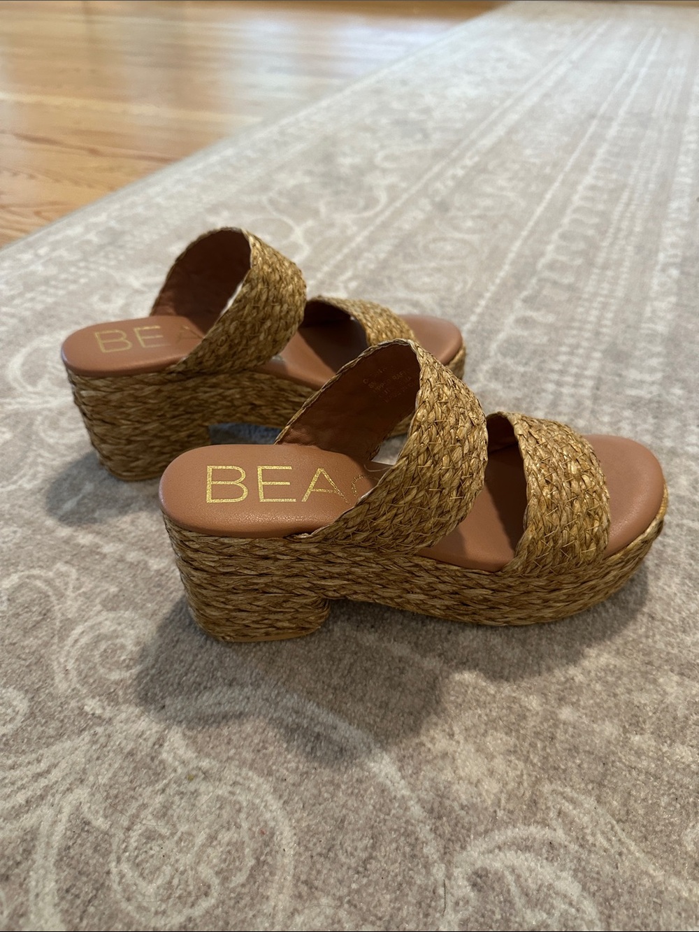 Bea Natural Woven Platform Wedge Sandal - Tan
